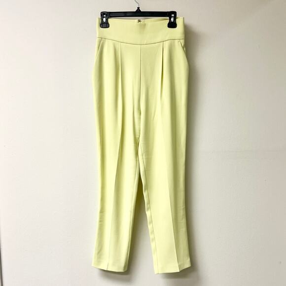 Pinko Natalia High Waisted Pleated Crepe Ankle Trouser Pants Yellow Womens US 4 - Picture 2 of 6